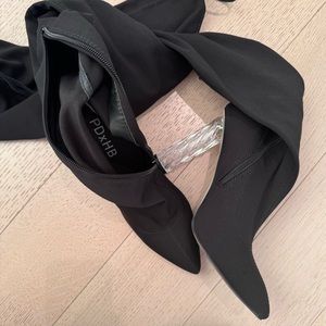 PDxHD Over The Knee Boots with clear heel